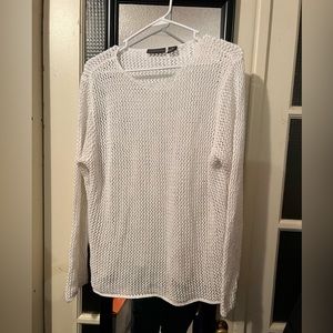 Women’s White Crochet Overlay Sweater XL